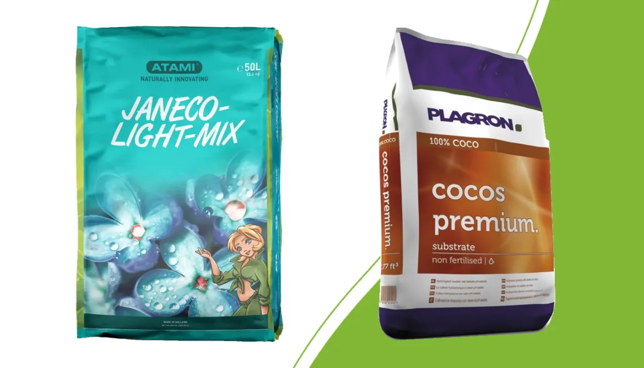 Atami Janeco lightmix und Plagron Cocos Premium nebeneinander