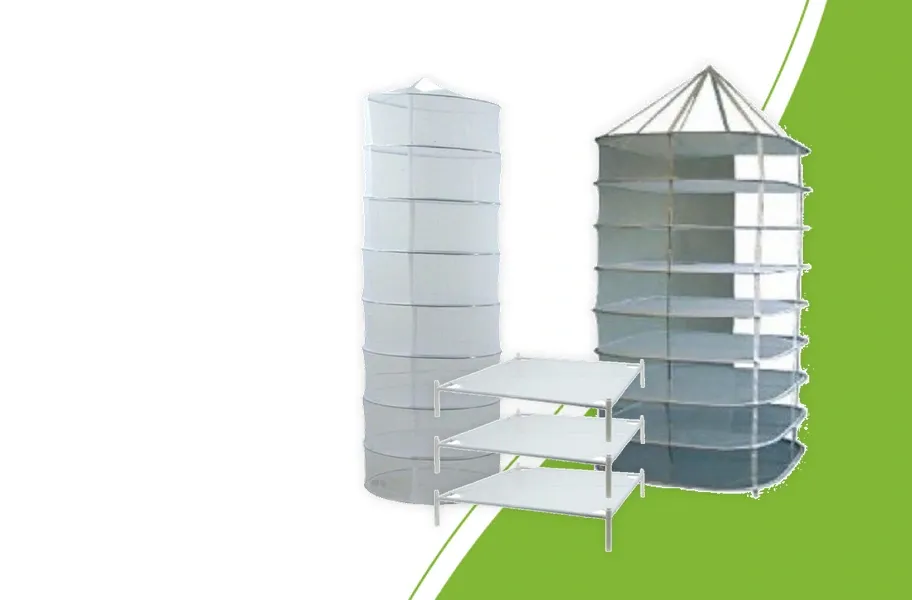 Rundes Trockennetz mit 60 cm, quadratisches Trockennetz mit 80 × 80 cm und stapelbare Trockenrahmen mit 71 × 71 cm