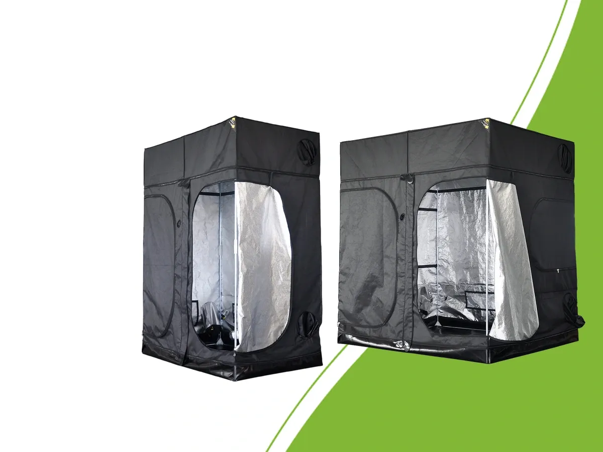 Mammoth Elite Gavita G1 und G2 Growzelte mit geöffneter Vorderseite