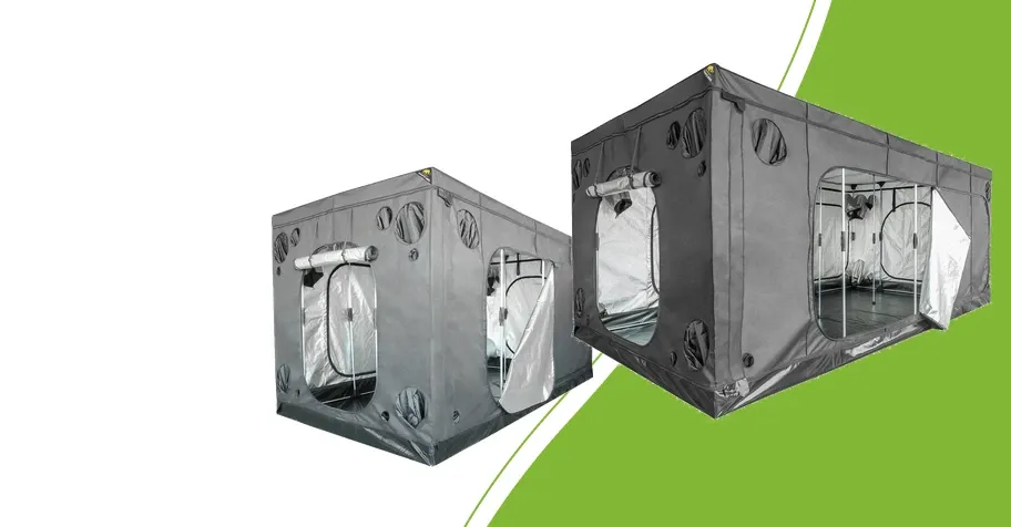 Mammoth Elite HC 480L und 600L Growzelte mit geöffneten Türen