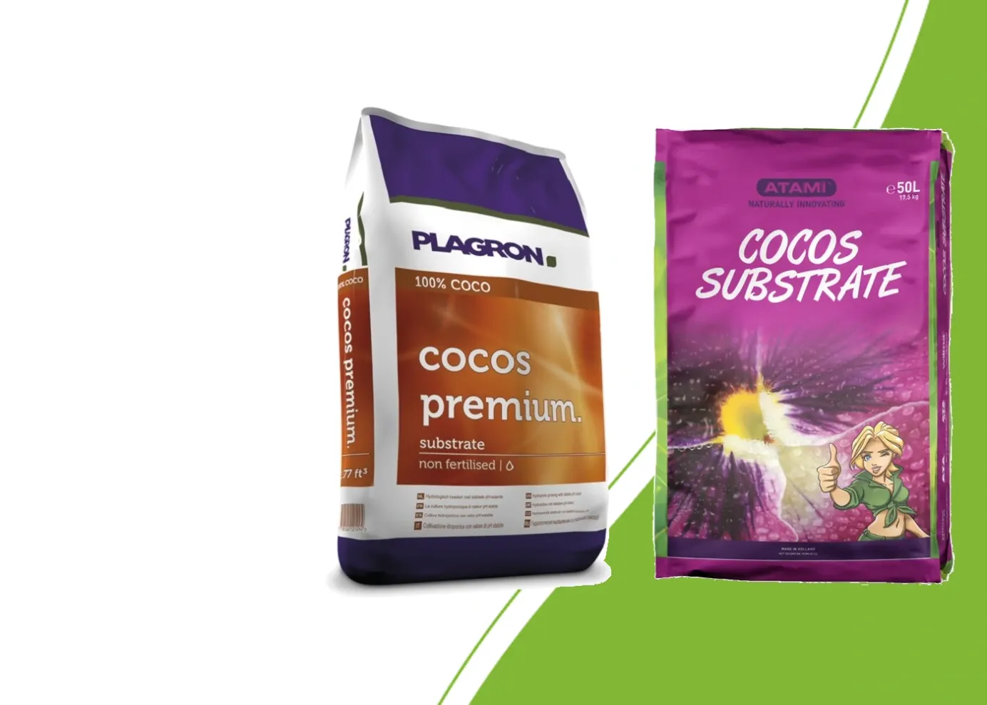 50-Liter-Säcke Plagron Cocos Premium und Atami Cocos Substrate