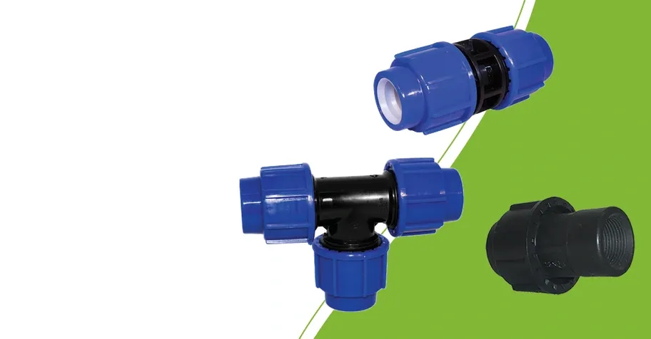 PE-Kupplung, T-Stück und Gewindeadapter mit 25 mm