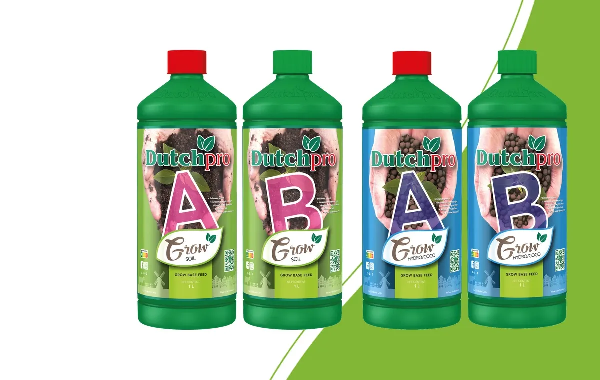 Dutch Pro Soil Grow A und B neben Hydro/Coco Grow A und B