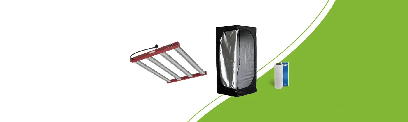 Mammoth Lite 60 Zelt, Ralight LED-Pflanzenlampe und CAN Lite Aktivkohlefilter aus einem Starter-Set