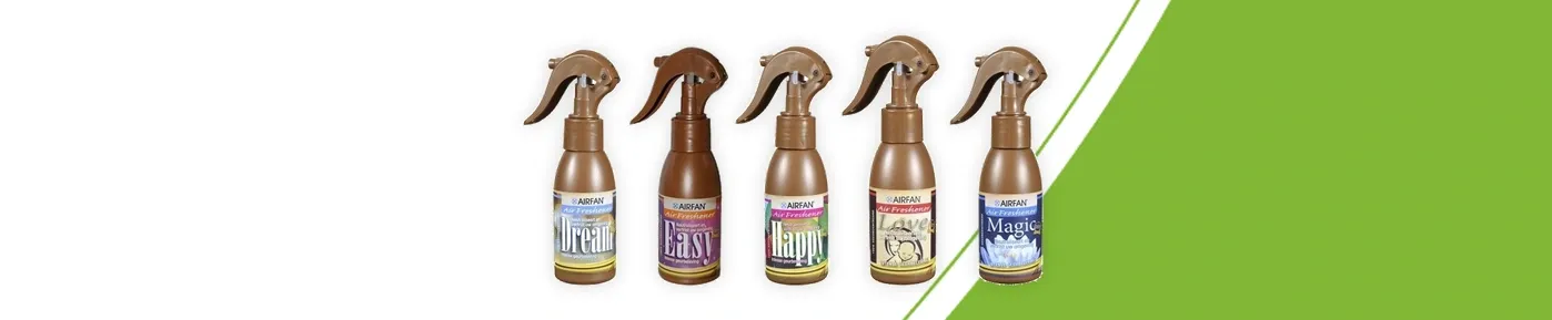 Fünf Airfan-Sprays mit 100 ml: Dream, Easy, Happy, Love und Magic