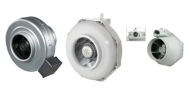 Produktauswahl für Rohrventilatoren für Growboxen: BS315, Stalen buisventilator (1540 m3); Can Fan buisventilator RK 125 L, 350 m3; Can Fan buisventilator RK 125 LS, 4 speed