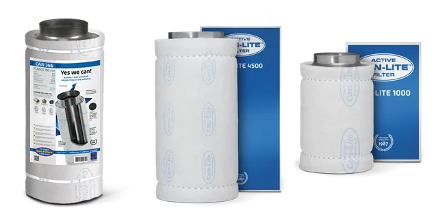 Produktauswahl für CAN Aktivkohlefilter: Can Koolstoffilter 66cm, 700 m3; Can Lite 4500 m3; Can Lite 1000 m3