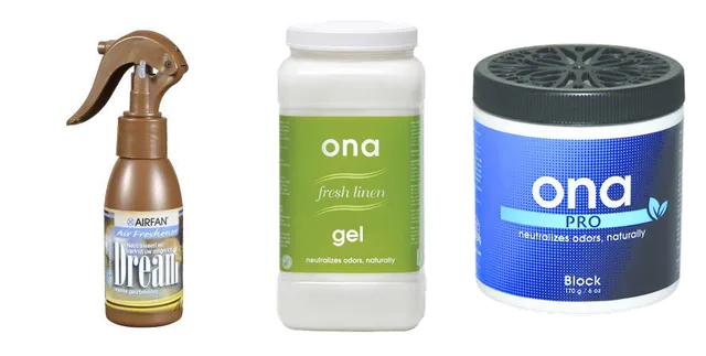 Produktauswahl für Geruchsneutralisation: Airfan | Dream | Air Freshener | Geurbestrijding | Spray 100ml; ONA; Fresh Linen GEL 3 liter; Ona Block PRO 170gr