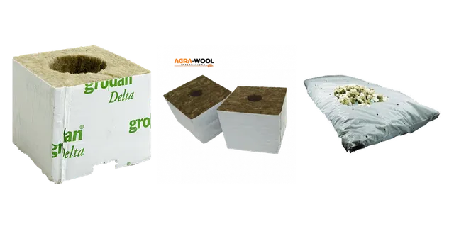Produktauswahl für Steinwolle für Pflanzen: Grodan | Startblok Groot Gat | 38mm gat | 7,5x7,5x6,5cm | per stuk; Agra Wool | Startblokken | 28mm Gat | 224stuks | 7,5x7,5x6,5cm; Agra-Wool RFX-1, 240 liter mapito per doos (3 zakken a 80 ltr)