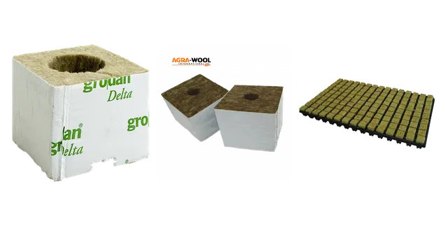 Produktauswahl für Anzucht & Stecklinge: Grodan | Startblok Groot Gat | 38mm gat | 7,5x7,5x6,5cm | per stuk; Agra Wool | Startblokken | 28mm Gat | 224stuks | 7,5x7,5x6,5cm; Cultilene, steenwolpluggen (150 per tray)