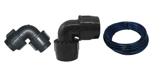 Produktauswahl für PE-Rohre & Fittings: PE bocht 16mm; Easy PE bocht 25mm; HDPE Tyleen 16mm KIWA, per meter