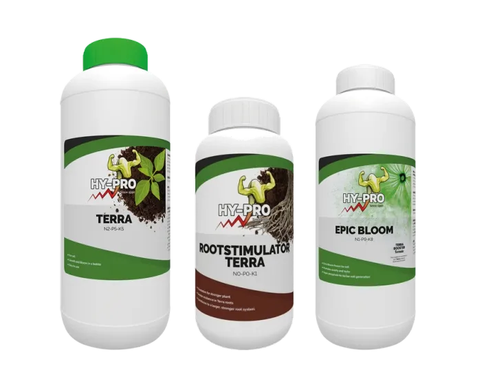 Hy-Pro Terra Basisdünger, Terra Rootstimulator und Epic Bloom